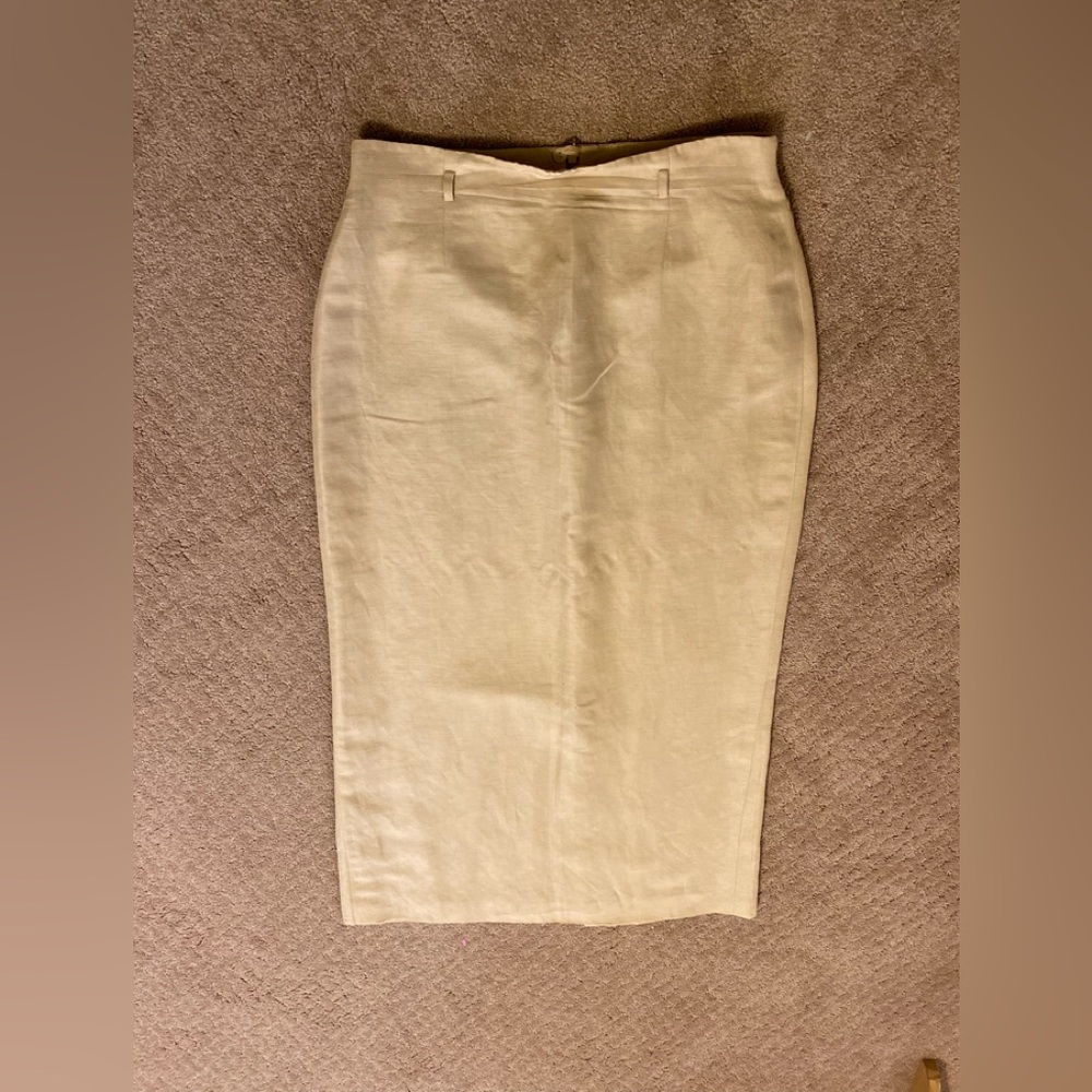 Liz Claiborne - Elegant tan linen/silk maxi skirt, Size: 12